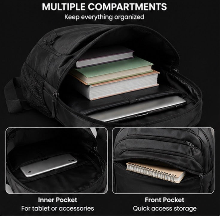 Lightweight Everyday Backpack with Multiple Compartments for School, Travel & Work