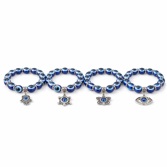 Protective Evil Eye Bracelet Adjustable Beaded Charm Bracelet (4 Styles)