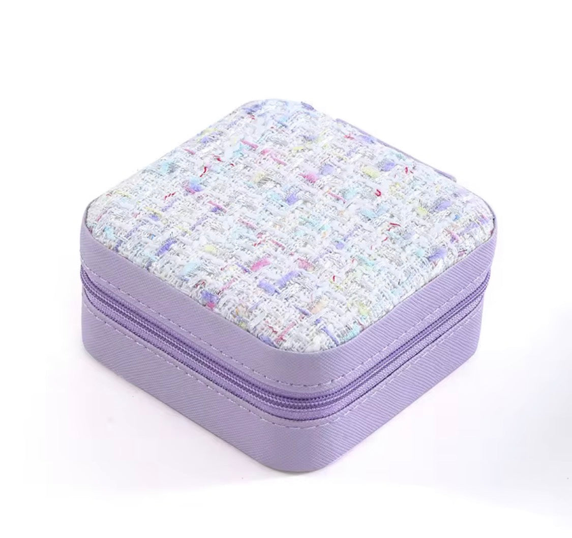 Jewelry Box - Black Fabric with Zipper Closure