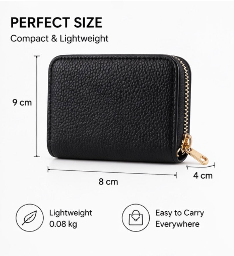 RFID Blocking Zipper Card Holder Wallet – Slim Compact Organizer