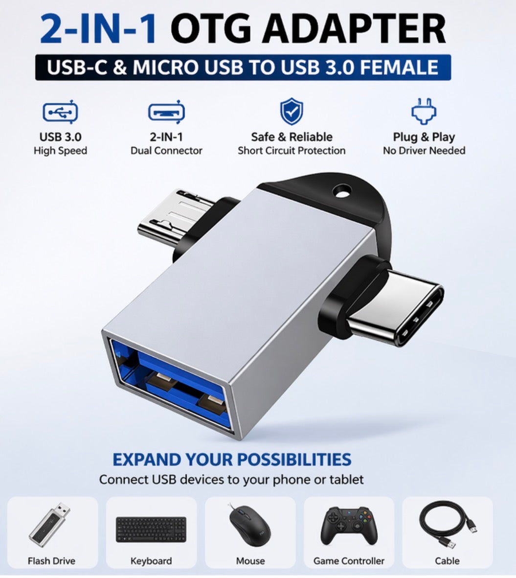 2-in-1 USB OTG Adapter