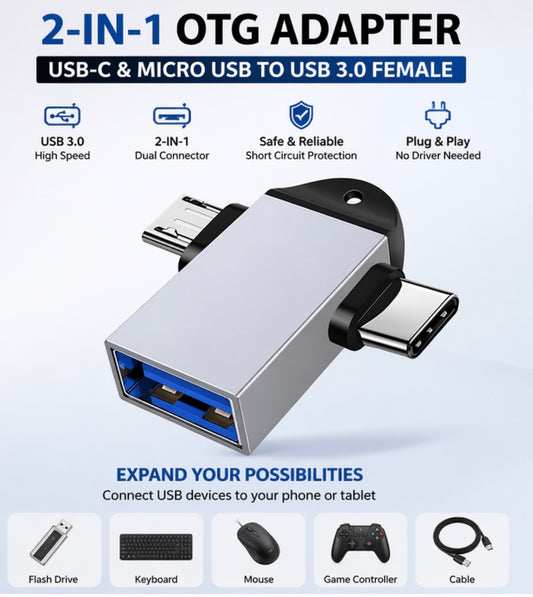 2-in-1 USB OTG Adapter