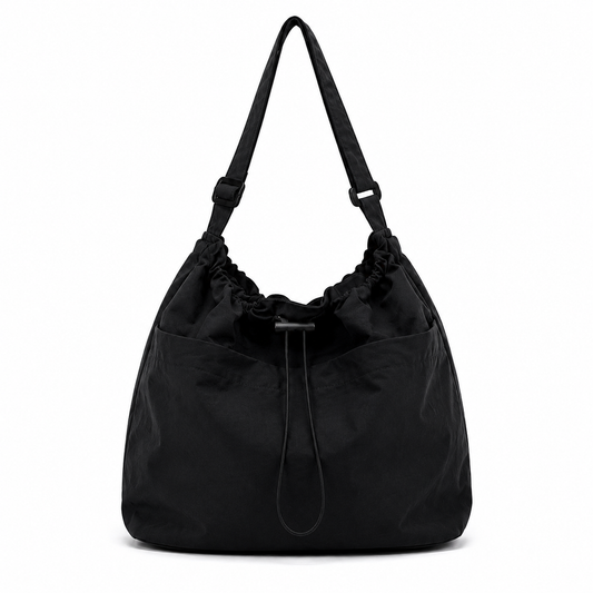 Minimalist style Drawstring Nylon Shoulder Tote Bag (Waterproof)