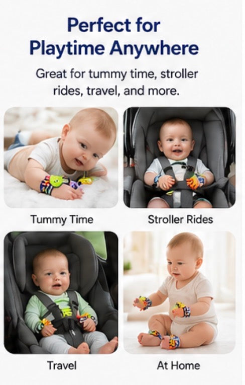 Baby Rattle Socks Wrist & Foot Toys Set Soft Infant Sensory Toy