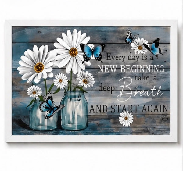 Framed Inspirational Wall Art 12x16 – Rustic Farmhouse Floral Quote Decor (4 Designs Available)