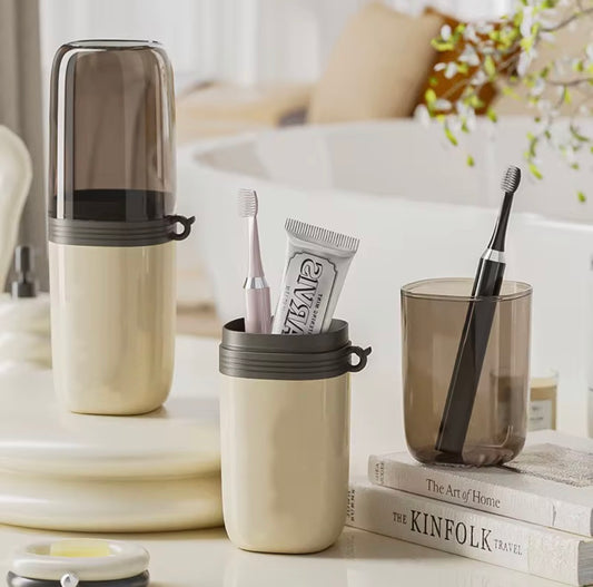Travel Tooth Brush & Toothpaste Holder with Cup