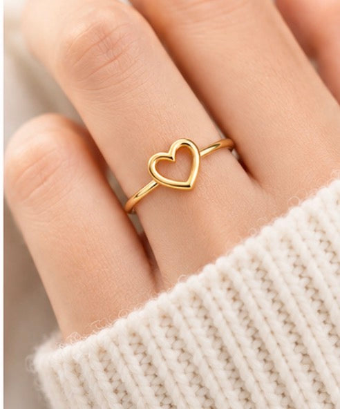 Minimalist Heart Ring – Gold & Silver Plated