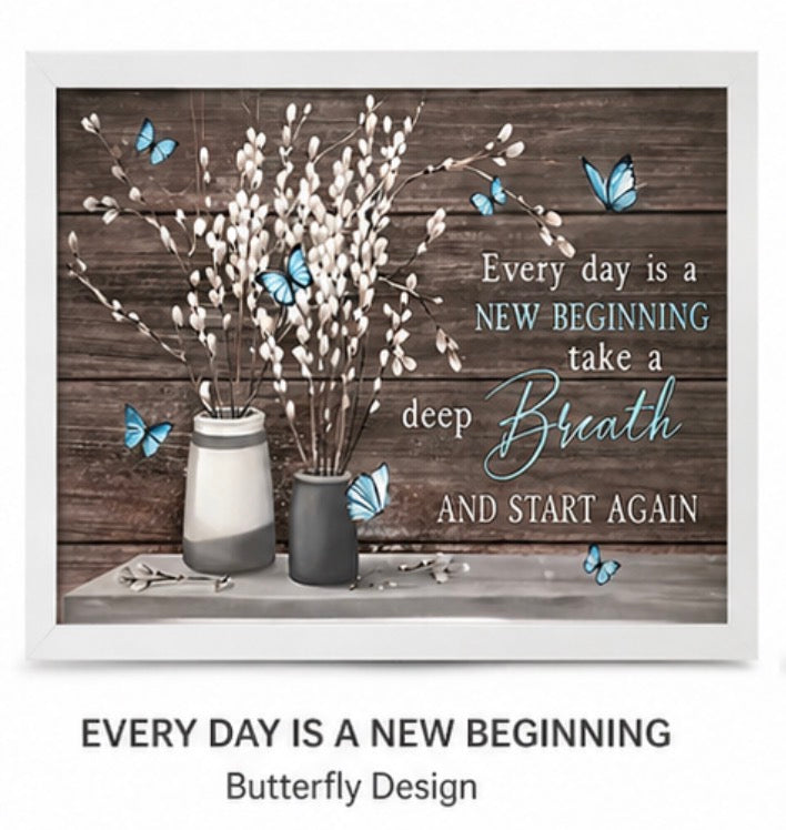 Framed Inspirational Wall Art 12x16 – Rustic Farmhouse Floral Quote Decor (4 Designs Available)
