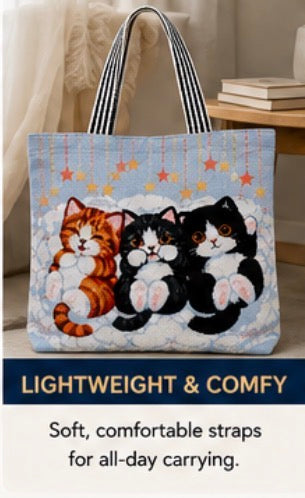 Cute Kitten Tote Bag with Zipper