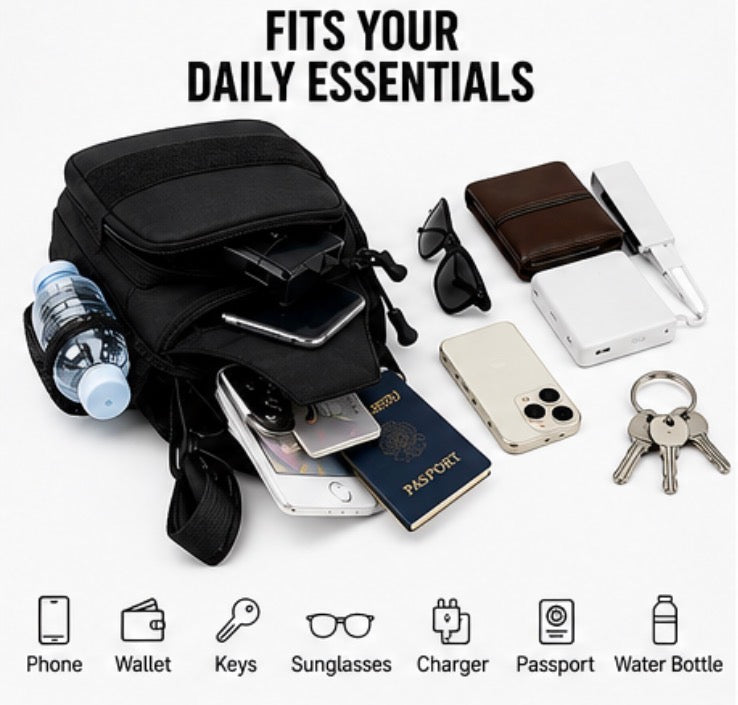 Men’s Sling Bag with USB Charging Port, Lightweight Crossbody Chest Bag, Water-Resistant Outdoor Daypack for Travel, Hiking, Work & Everyday Carry
