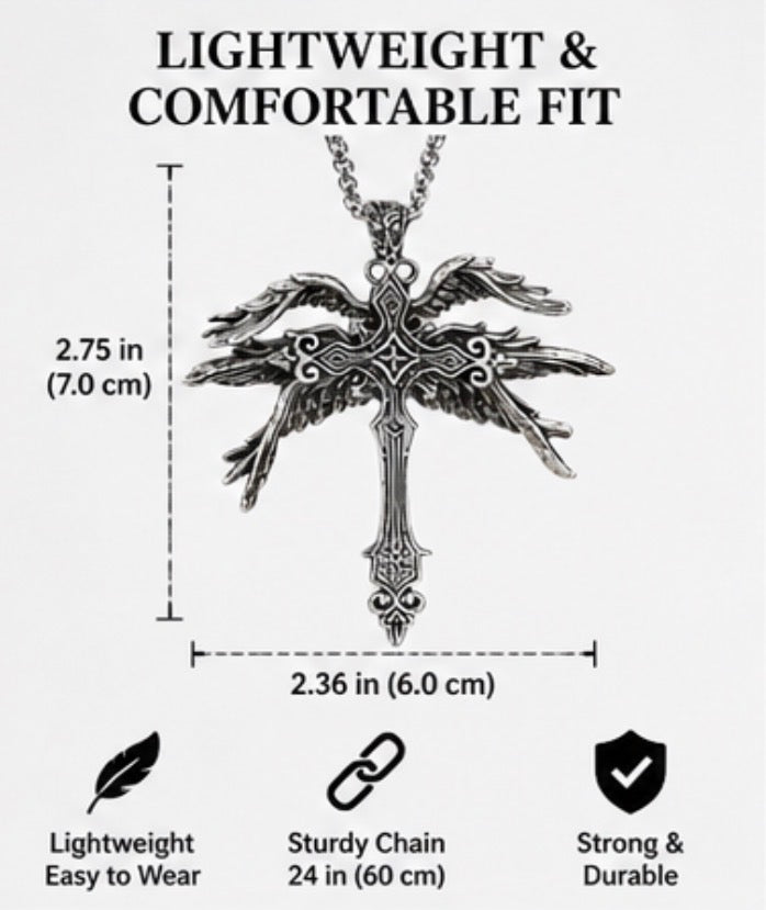 Vintage Gothic Silver Angel wing Pendant Chain