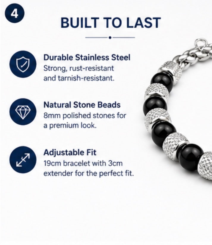 Women’s Stainless Steel Tiger Eye Bead Bracelet