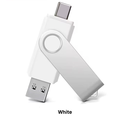 USB and Type C Drive 32 GB White Portable Flash Memory Stick with Dual Connectivity for Easy Data Transfer