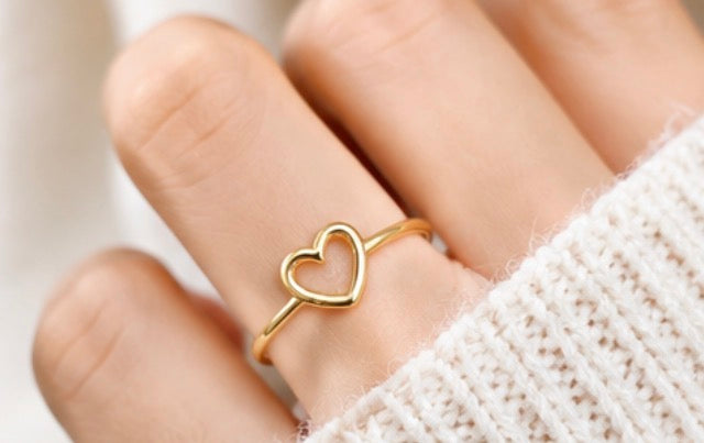 Minimalist Heart Ring – Gold & Silver Plated