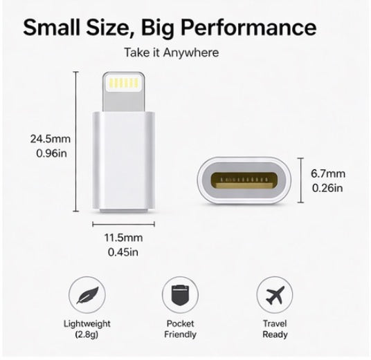 USB-C to Lightning Adapter Fast Charging Converter for iPhone & iPad
4 pack