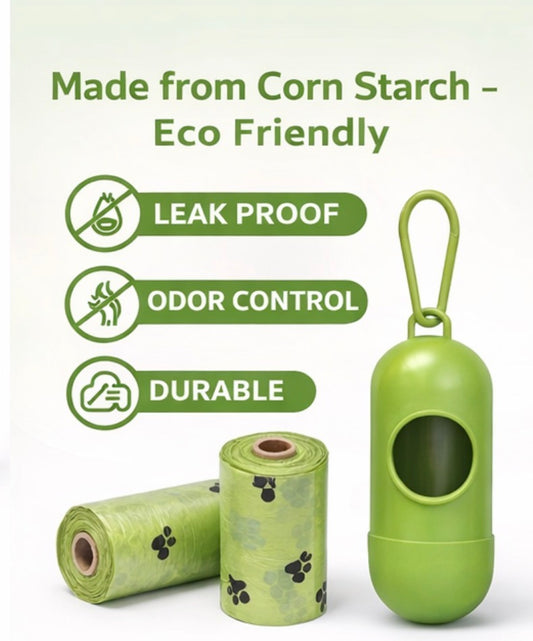 Eco-Friendly Dog Poop Bag Dispenser with Biodegradable Waste Bags