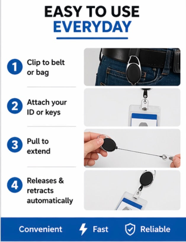 Retractable Badge Holder with Carabiner Clip