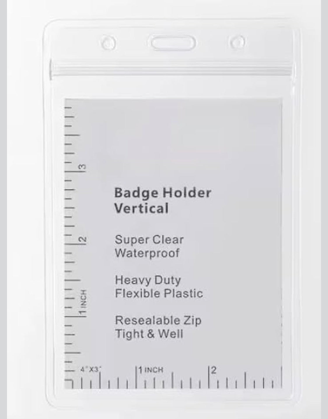 10 Vertical Badge Holders, 3.5 x 2.3 inches, Super Clear Waterproof, Heavy Duty Plastic with Resealable Zip