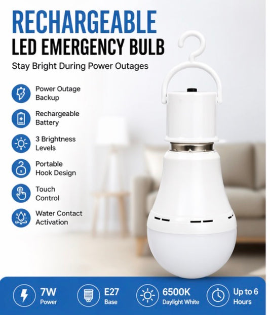 Rechargeable LED Emergency Light Bulb with Hook