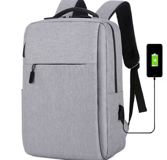TechGear USB Charging Backpack - Gray Lightweight Travel Backpack with USB Port for Easy Charging on the Go