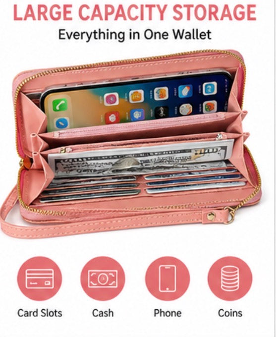 Women’s Large Capacity Zip Around Wallet Wristlet