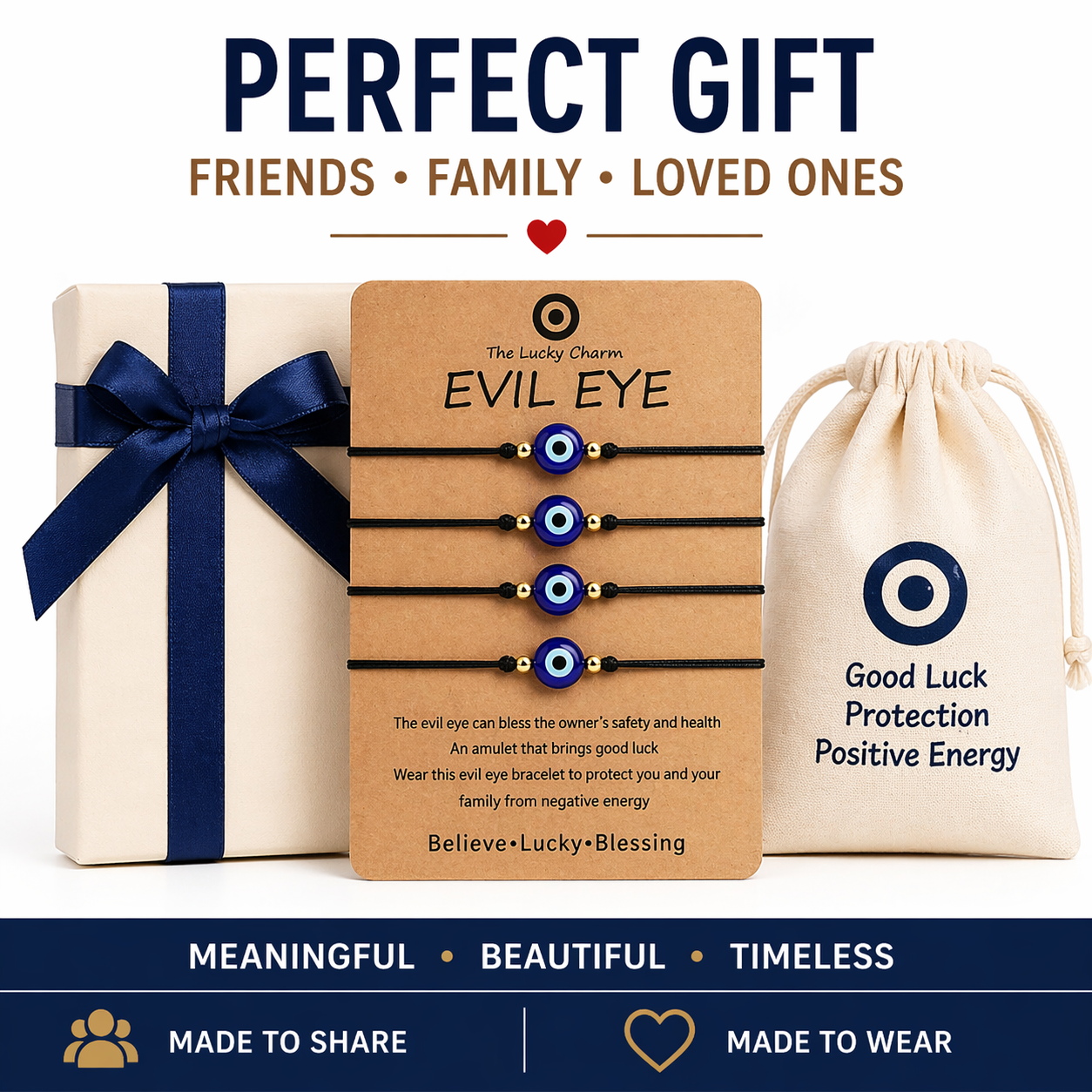Evil Eye Bracelet Set for Women & Men (8 Pack)