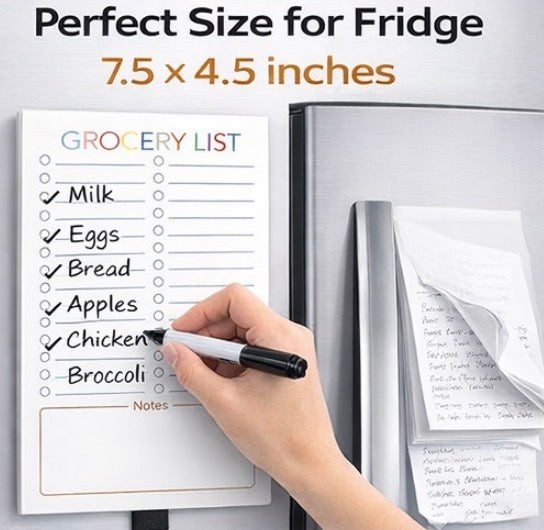 Magnetic Grocery List Notepad for Fridge