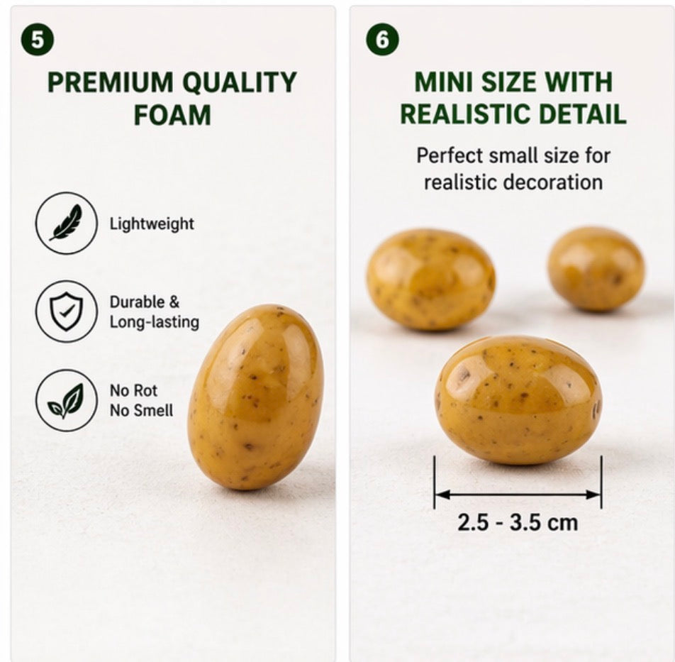 40 Artificial Mini Potatoes (Realistic Foam Fake Potatoes)