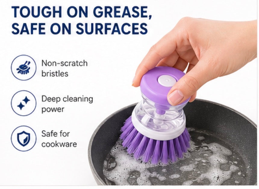 3 Pack Dish Brush with Soap Dispenser
