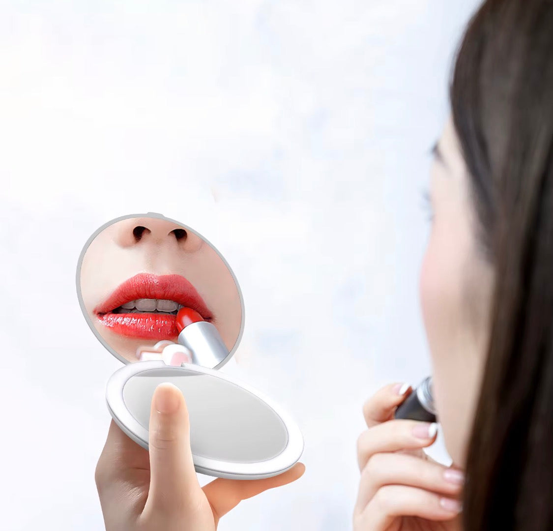 Compact light up make up mirror