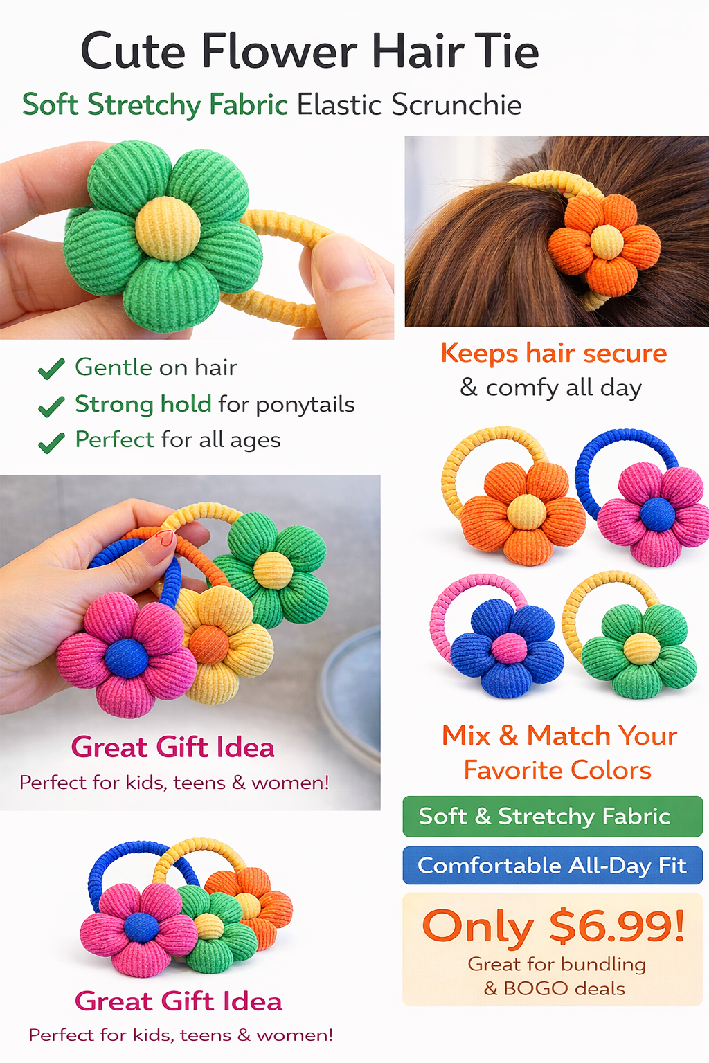 Cute Flower Hair Tie