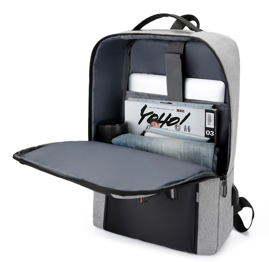Laptop backpack with USB charging port