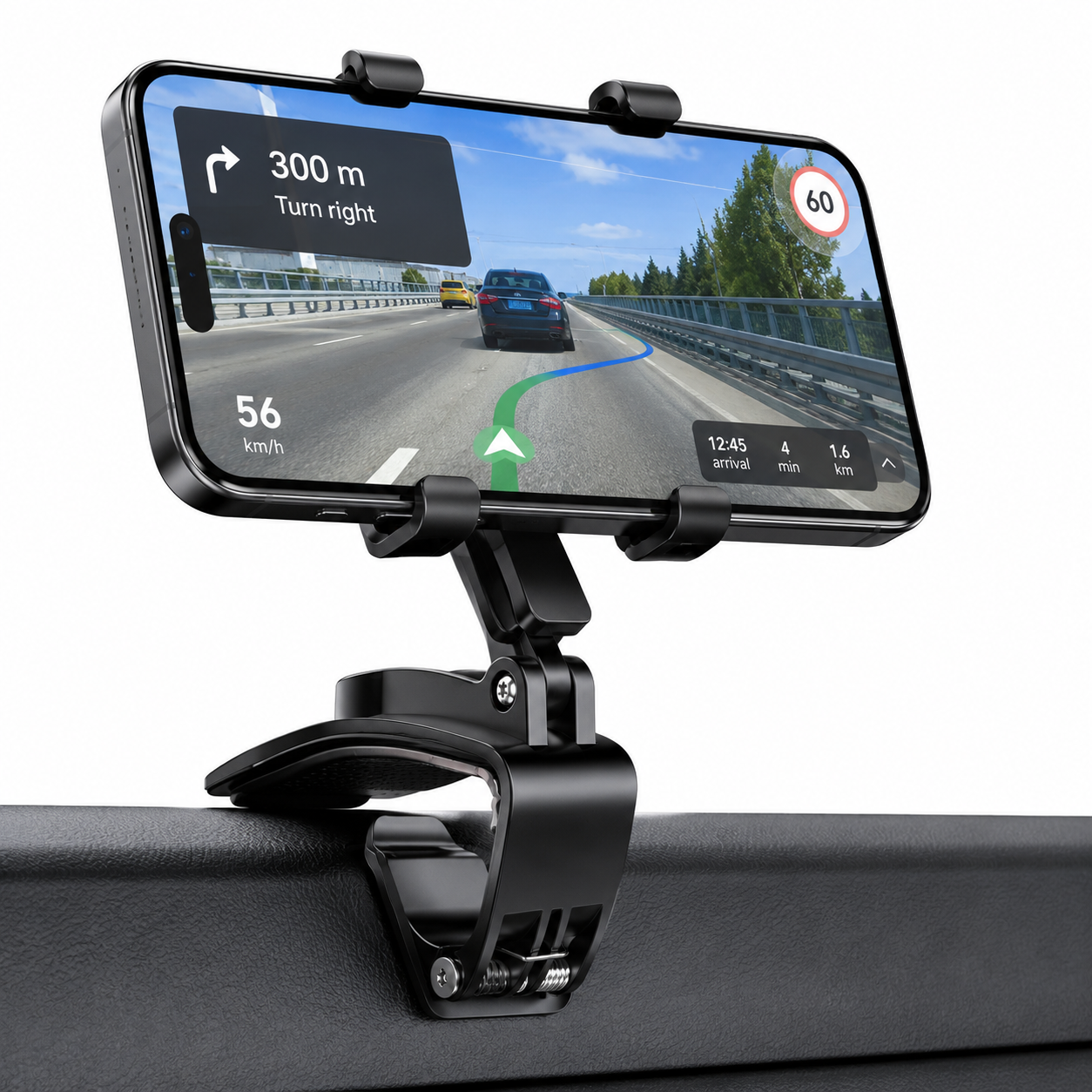 Adjustable Clamp Phone Mount for Car Dashboard, Desk, Bed & More