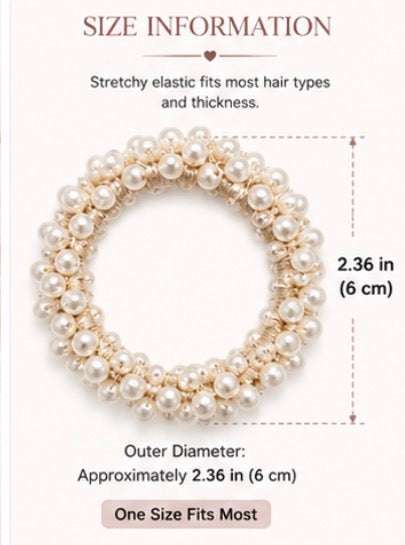 Pearl Hair Ties for Women, 3 Pack Faux Pearl Elastic Hair Ban