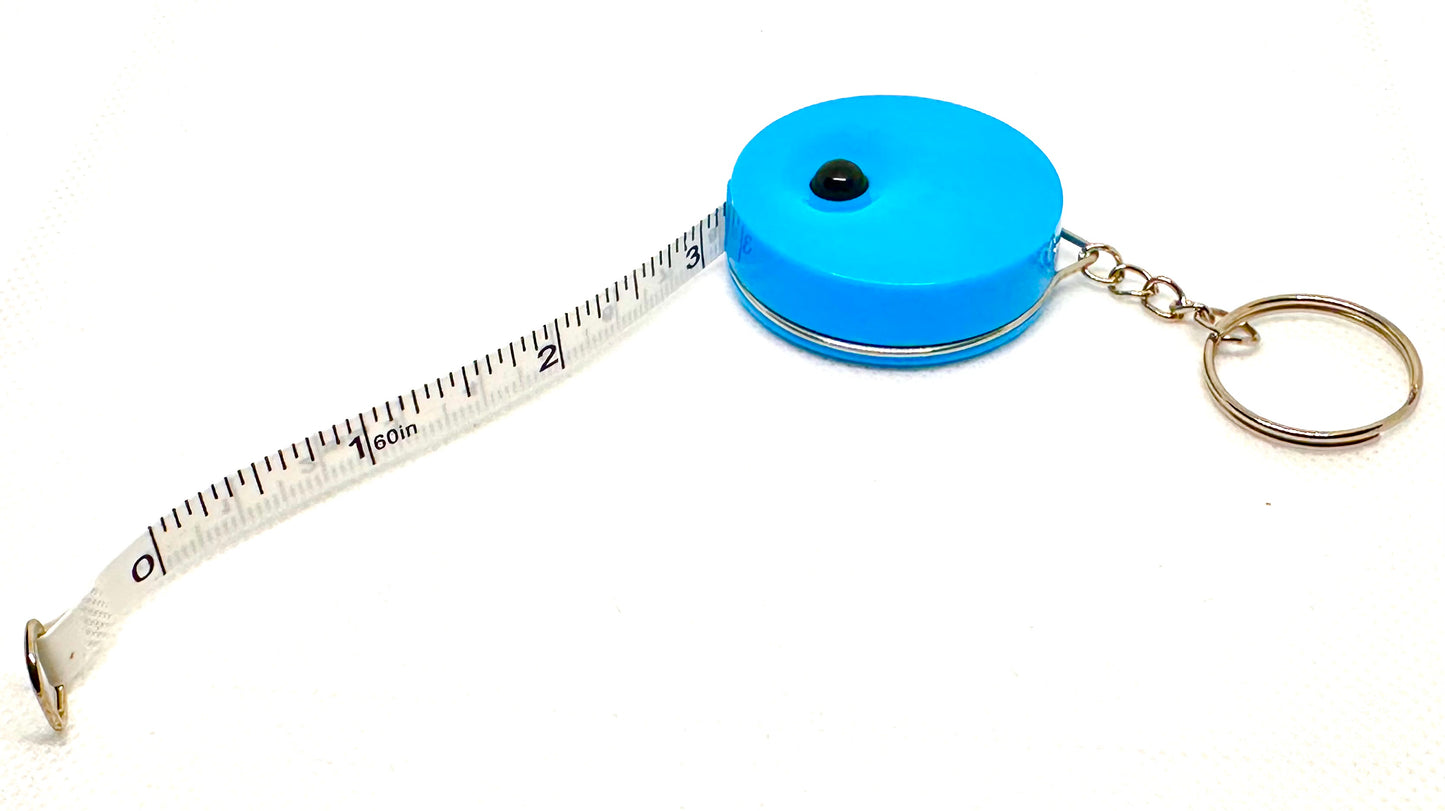Retractable Measuring Tape with Keyring, 60 Inches, Blue and White Double-Sided Portable Soft Tape Measure