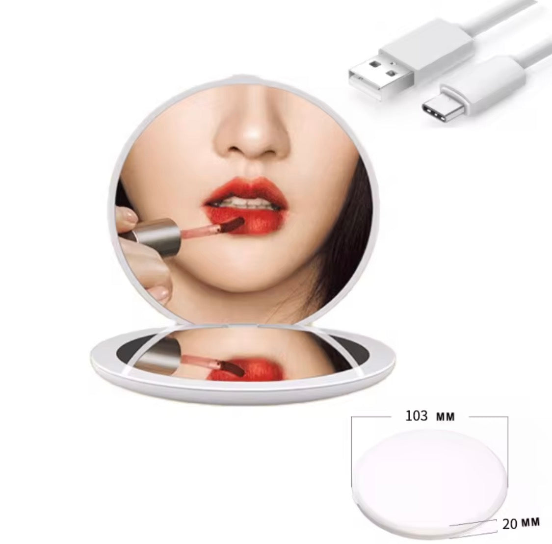 Compact light up make up mirror