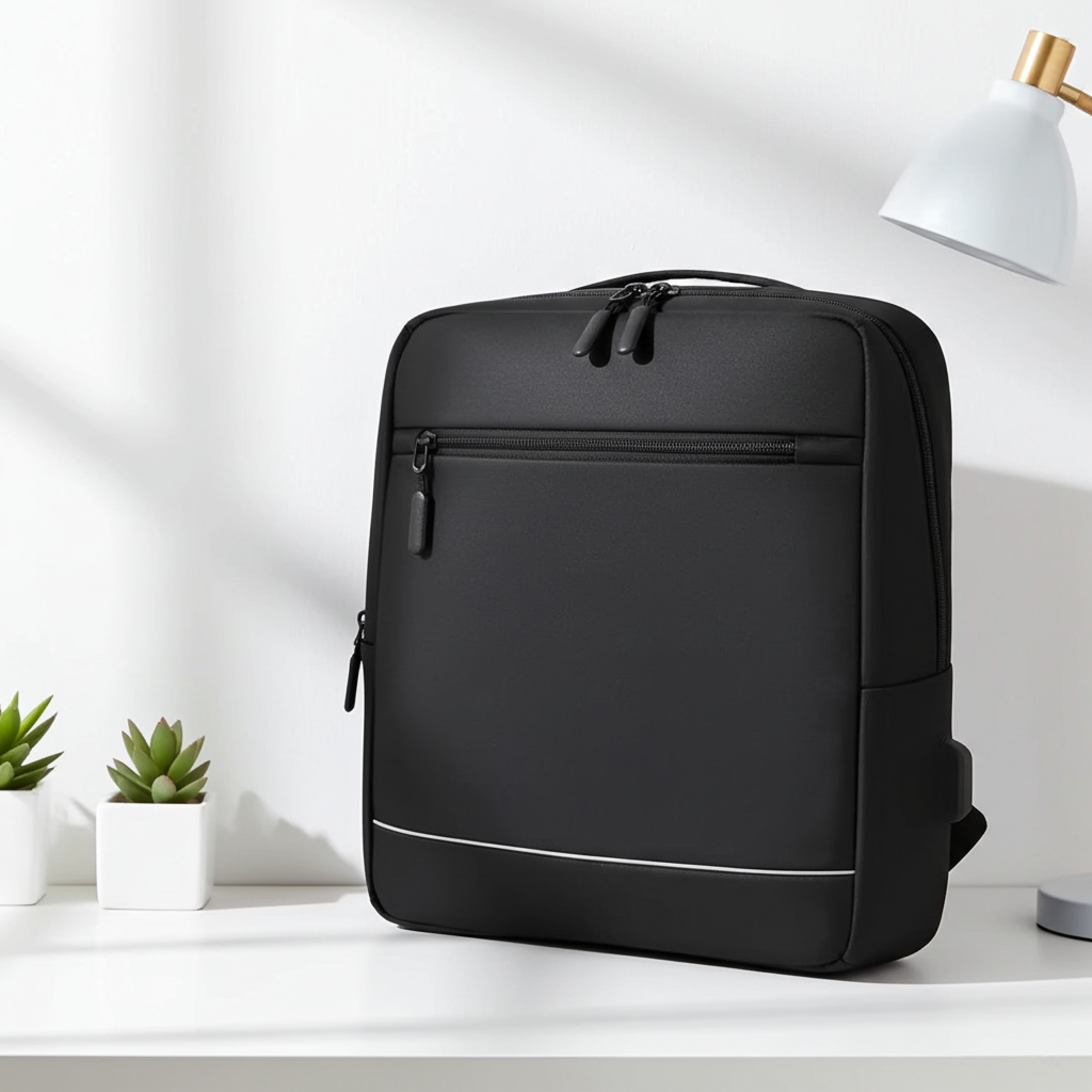 Black Laptop Bag with USB Charging Port Black Oxford Backpack for Travel and Work Durable Spacious Design Essential for Daily Use