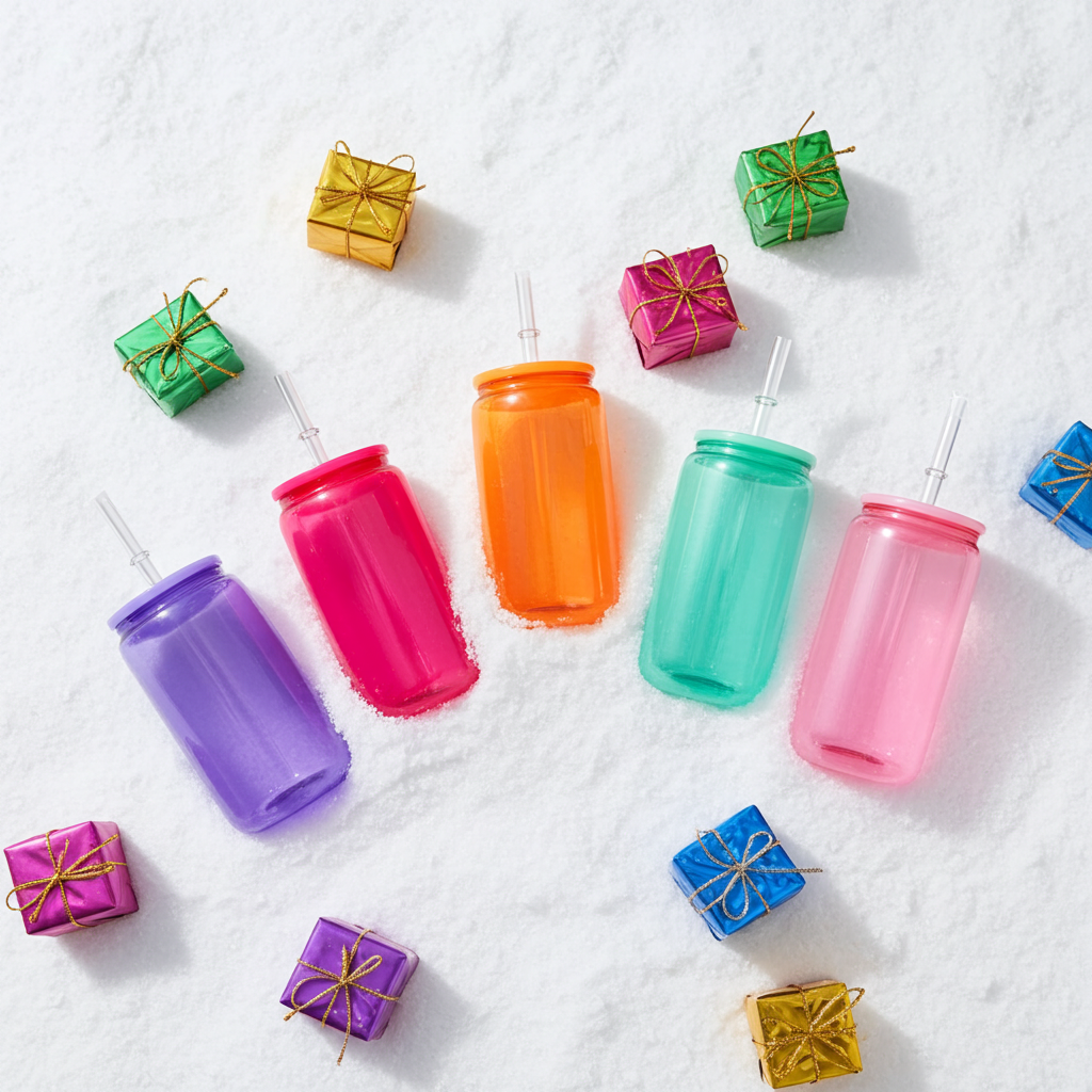 Colorful Glass Tumblers with Straws - 5 Vibrant Colors for Parties & Everyday Use - Durable & Safe Drinkware Set for Fun Sipping