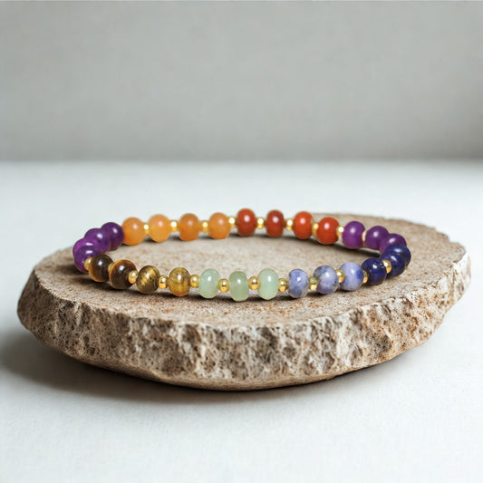 7 Chakra Beaded Healing Bracelet with Multicolor Gemstones for Energy Balance and Wellness 7x7x1 cm Lightweight Comfortable Fit