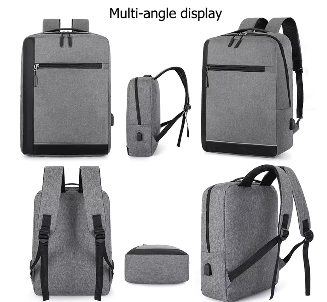 Black Laptop Bag with USB Charging Port Black Oxford Backpack for Travel and Work Durable Spacious Design Essential for Daily Use