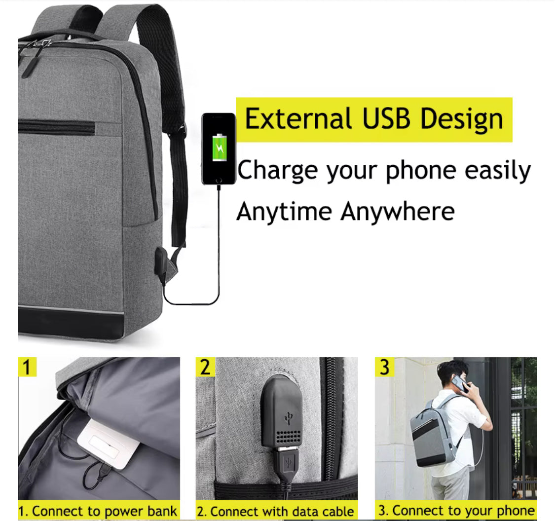 Black Laptop Bag with USB Charging Port Black Oxford Backpack for Travel and Work Durable Spacious Design Essential for Daily Use