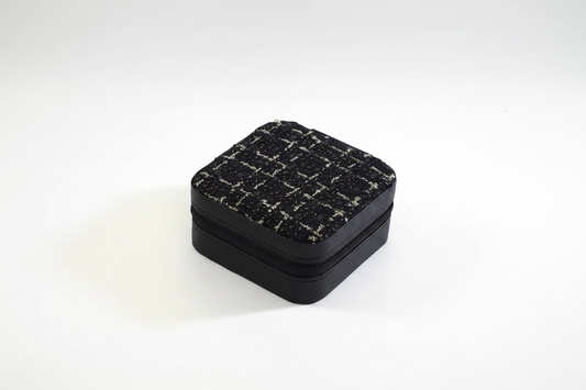 Jewelry Box - Black Fabric with Zipper Closure