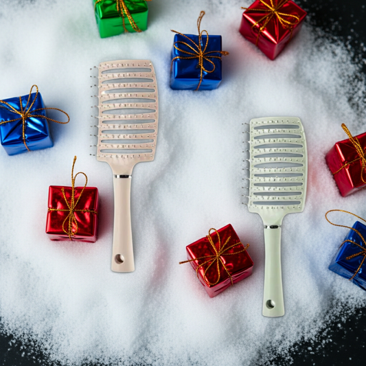 Wide Tooth Detangling Brush - Pink & Green, Unisex, Efficient Detangling, Wide Teeth for Tangle-Free Hair, Ideal for All Hair Types, Easy Grooming