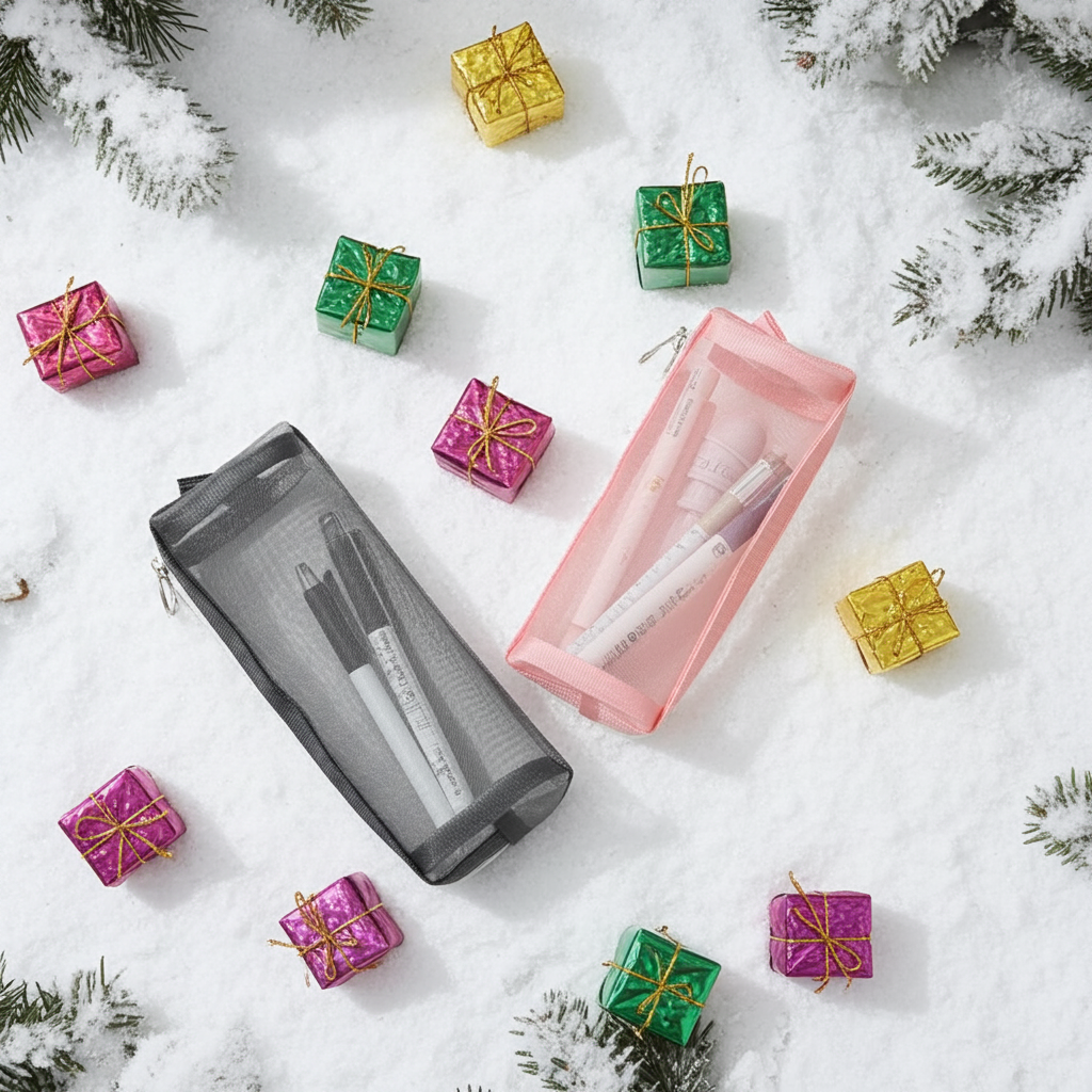 Transparent Mesh Pencil Case - Multicolor Options for School & Office Supplies