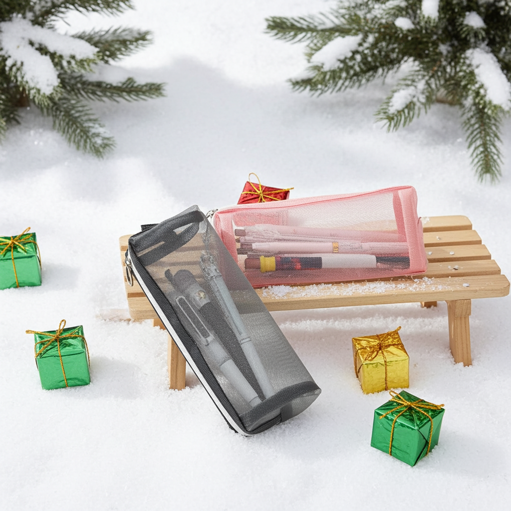 Transparent Mesh Pencil Case - Multicolor Options for School & Office Supplies