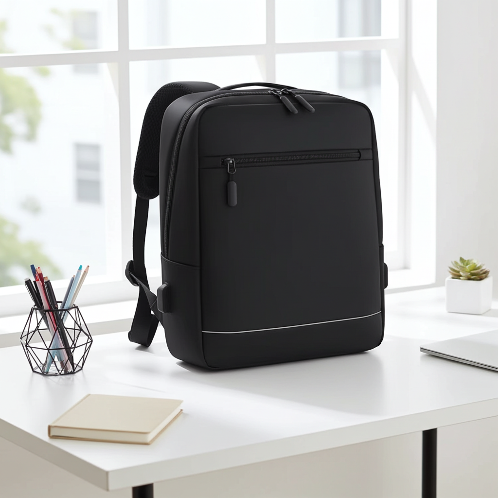 Black Laptop Bag with USB Charging Port Black Oxford Backpack for Travel and Work Durable Spacious Design Essential for Daily Use