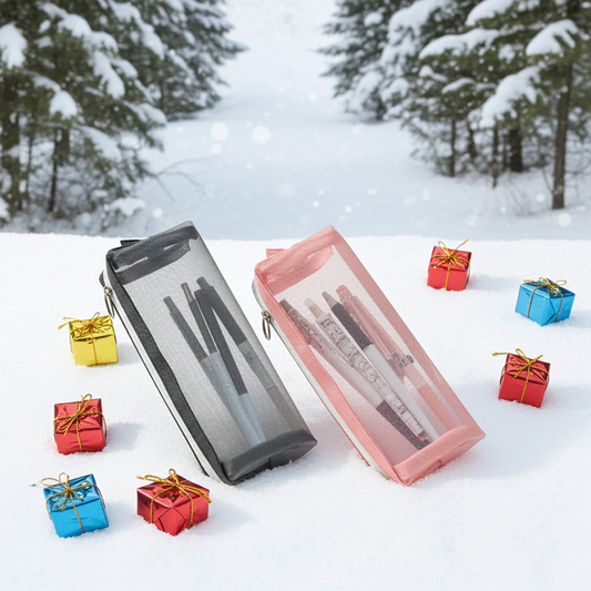 Transparent Mesh Pencil Case - Multicolor Options for School & Office Supplies