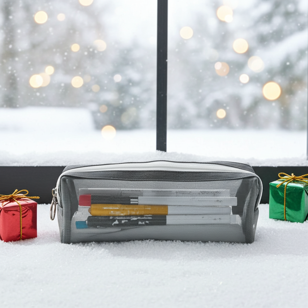 Transparent Mesh Pencil Case - Multicolor Options for School & Office Supplies