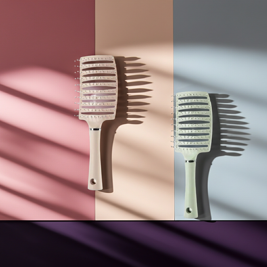 Wide Tooth Detangling Brush - Pink & Green, Unisex, Efficient Detangling, Wide Teeth for Tangle-Free Hair, Ideal for All Hair Types, Easy Grooming