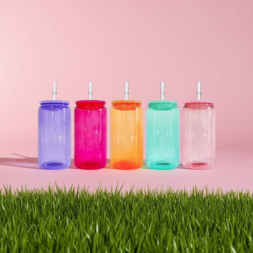 Colorful Glass Tumblers with Straws - 5 Vibrant Colors for Parties & Everyday Use - Durable & Safe Drinkware Set for Fun Sipping